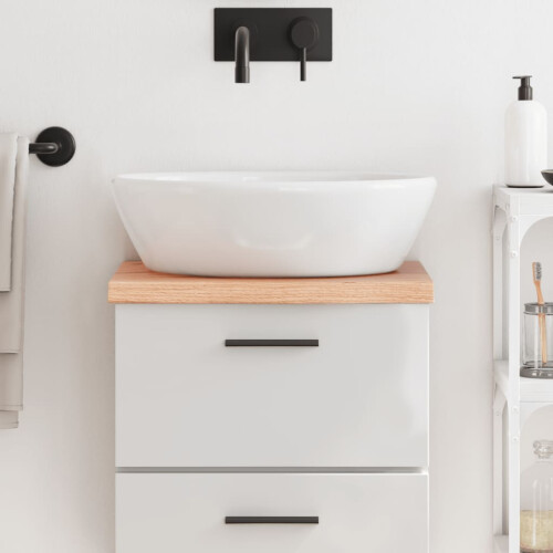 Berkfield Bathroom Countertop Light Brown 40x40x(2-4) cm Treated Solid Wood