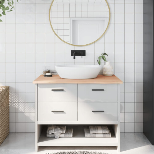 Berkfield Bathroom Countertop 100x50x2 cm Untreated Solid Wood