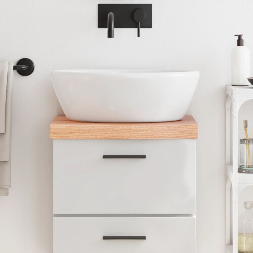 Berkfield Bathroom Countertop Light Brown 40x30x(2-6) cm Treated Solid Wood
