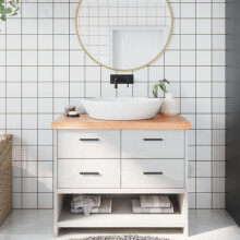 Berkfield Bathroom Countertop Light Brown 100x40x(2-6)cm Treated Solid Wood