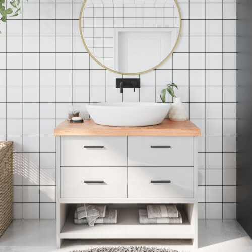 Berkfield Bathroom Countertop Light Brown 100x40x(2-6)cm Treated Solid Wood
