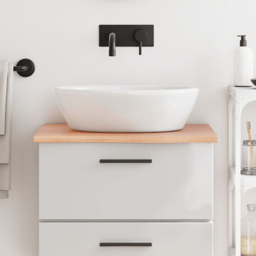 Berkfield Bathroom Countertop Light Brown 60x50x2 cm Treated Solid Wood