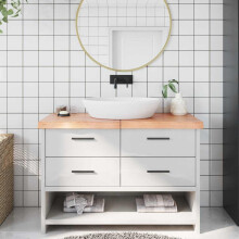 Berkfield Bathroom Countertop Light Brown 120x50x(2-6)cm Treated Solid Wood