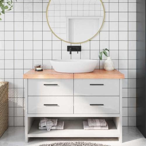 Berkfield Bathroom Countertop Light Brown 120x50x(2-6)cm Treated Solid Wood
