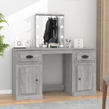 Berkfield Dressing Table with LED Grey Sonoma 130x50x132.5 cm