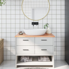 Berkfield Bathroom Countertop Light Brown 100x50x2 cm Treated Solid Wood