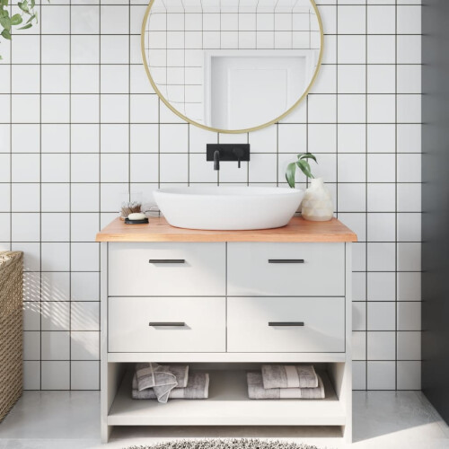 Berkfield Bathroom Countertop Light Brown 100x50x2 cm Treated Solid Wood