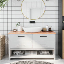 Berkfield Bathroom Countertop Light Brown 140x50x(2-4)cm Treated Solid Wood