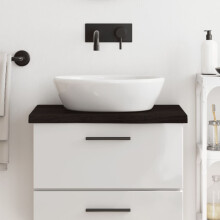 Berkfield Bathroom Countertop Dark Brown 60x50x(2-4) cm Treated Solid Wood