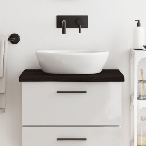 Berkfield Bathroom Countertop Dark Brown 60x50x(2-4) cm Treated Solid Wood