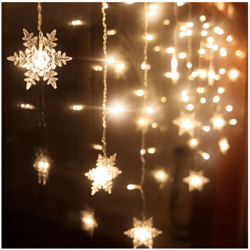 LED Snowflake Curtain Lights Warm White 2.5m 2