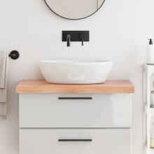 Berkfield Bathroom Countertop Light Brown 80x50x(2-6) cm Treated Solid Wood