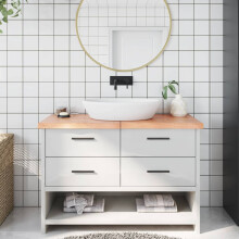 Berkfield Bathroom Countertop Light Brown 120x50x(2-4)cm Treated Solid Wood