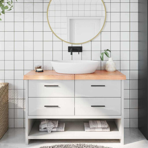 Berkfield Bathroom Countertop Light Brown 120x60x(2-6)cm Treated Solid Wood