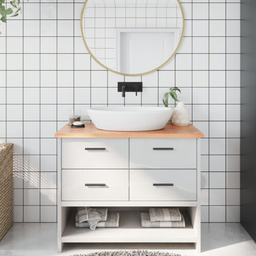 Berkfield Bathroom Countertop Light Brown 100x40x2 cm Treated Solid Wood