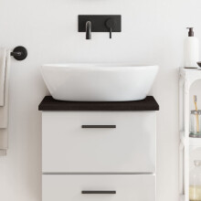 Berkfield Bathroom Countertop Dark Brown 40x40x2 cm Treated Solid Wood