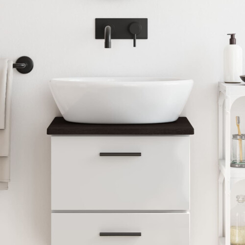 Berkfield Bathroom Countertop Dark Brown 40x40x2 cm Treated Solid Wood