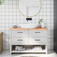 Berkfield Bathroom Countertop Light Brown 120x30x(2-4)cm Treated Solid Wood