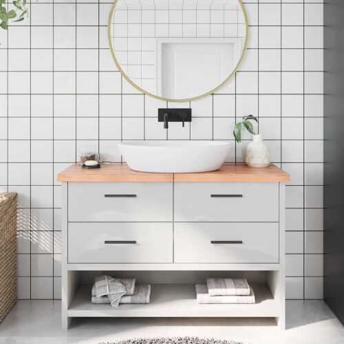Berkfield Bathroom Countertop Light Brown 120x30x(2-4)cm Treated Solid Wood