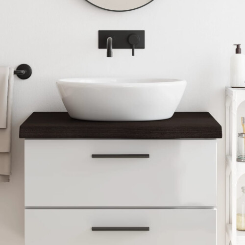 Berkfield Bathroom Countertop Dark Brown 80x60x(2-6) cm Treated Solid Wood