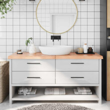 Berkfield Bathroom Countertop Light Brown 160x50x(2-6)cm Treated Solid Wood