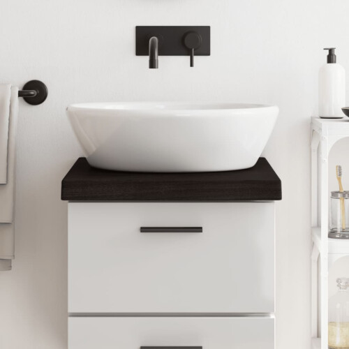 Berkfield Bathroom Countertop Dark Brown 40x60x(2-6) cm Treated Solid Wood