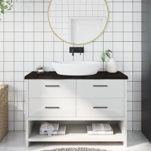 Berkfield Bathroom Countertop Dark Brown 120x50x(2-4) cm Treated Solid Wood