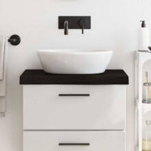 Berkfield Bathroom Countertop Dark Brown 60x60x(2-6) cm Treated Solid Wood