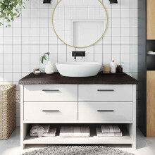 Berkfield Bathroom Countertop Dark Brown 100x60x(2-6) cm Treated Solid Wood