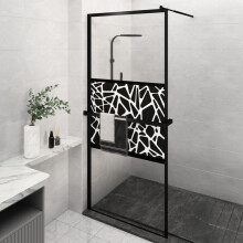 Berkfield Walk-in Shower Wall with Shelf Black 90x195 cm ESG Glass&Aluminium