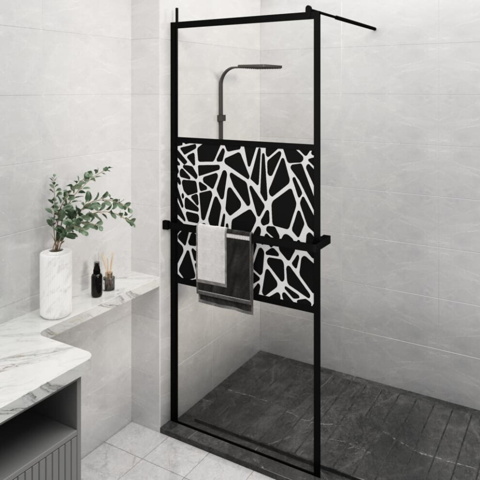 Berkfield Walk-In Shower Wall With Shelf Black 80X195cm Esg Glass&Aluminium 8298558048694