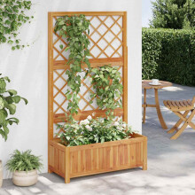 Berkfield Raised Bed with Trellis 85x38x150 cm Solid Acacia Wood