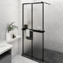 Berkfield Walk-in Shower Wall with Shelf Black 90x195 cm ESG Glass&Aluminium