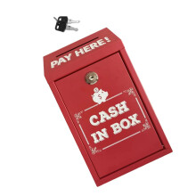 Key Locks Security Box Metal Safe Deposit Storage for Money-Red