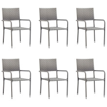 Berkfield Garden Dining Chairs 6 pcs Stackable Grey Poly Rattan