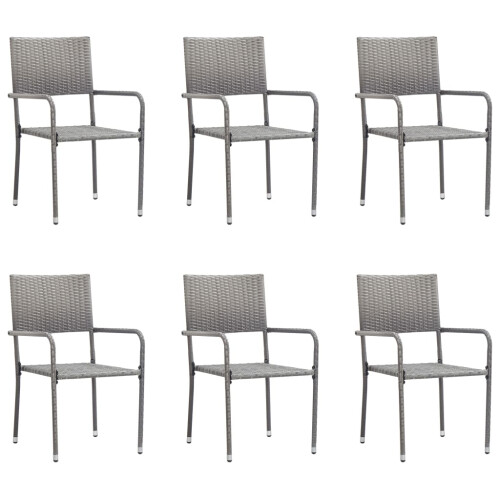 Berkfield Garden Dining Chairs 6 pcs Stackable Grey Poly Rattan