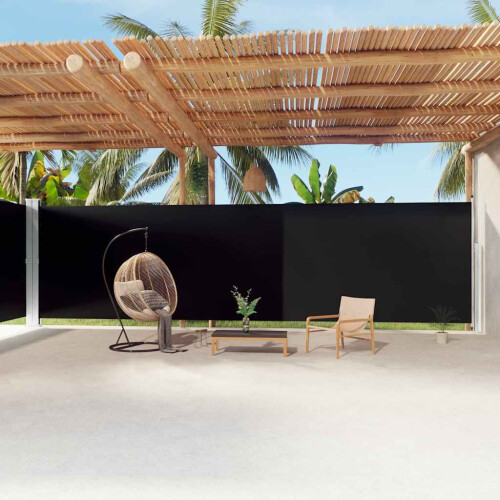 Berkfield Retractable Side Awning Black 220x1200 cm