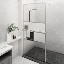 Berkfield Walk-in Shower Wall with Shelf Chrome 80x195 cm ESG Glass&Aluminium