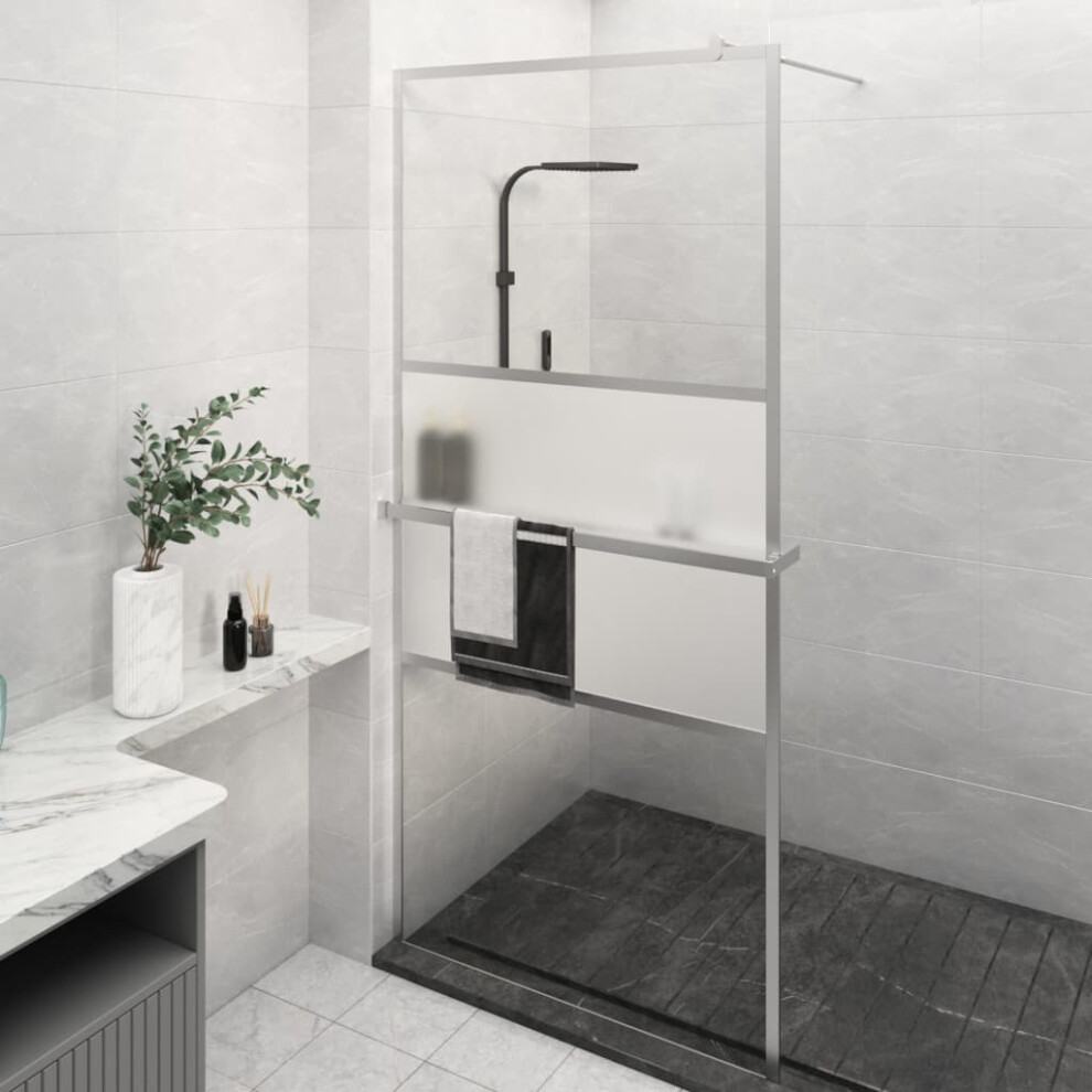 Berkfield Walk-In Shower Wall With Shelf Chrome 80X195 Cm Esg Glass&Aluminium 9061327265801