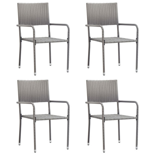Berkfield Garden Dining Chairs 4 pcs Stackable Grey Poly Rattan