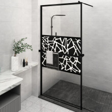 Berkfield Walk-in Shower Wall with Shelf Black 115x195 cm ESG Glass&Aluminium