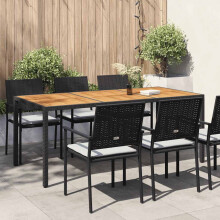 Berkfield Garden Table 190x90x75 cm Poly Rattan and Acacia Wood Black