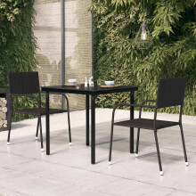 Berkfield Garden Dining Table Black 80x80x74 cm Steel and Glass