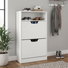 Ausklappbarer Schuhschrank mit offenem Regalfach