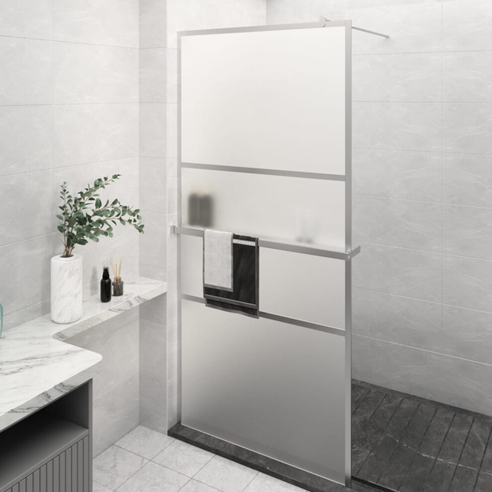 Berkfield Walk-In Shower Wall With Shelf Chrome 80X195 Cm Esg Glass&Aluminium 364888254154