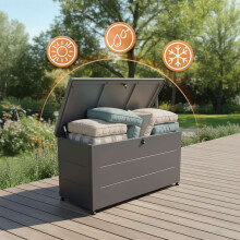 Wetterfeste Gartenaufbewahrungsbox aus Stahl - abschließbar, UV-beständig