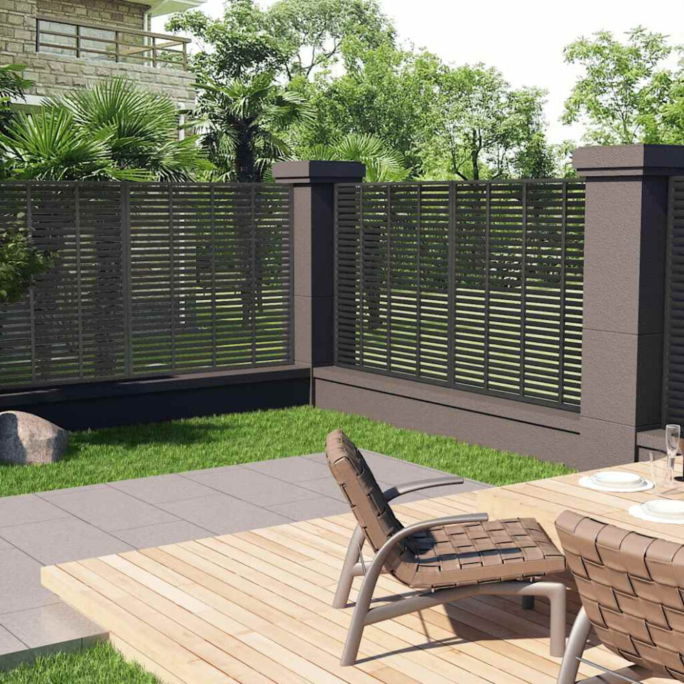 Berkfield Louver Fence Wpc 180X180 Cm Dark Grey 7609035009984