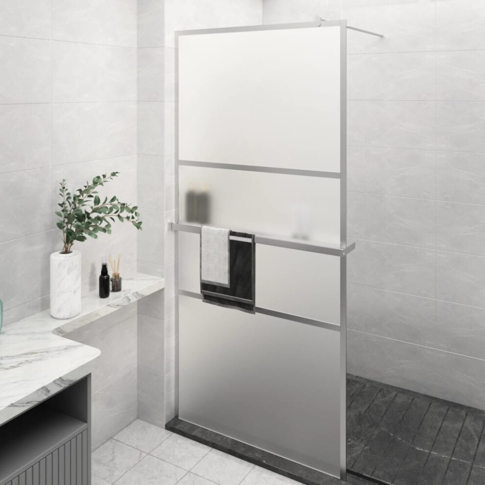 Berkfield Walk-In Shower Wall With Shelf Chrome 90X195 Cm Esg Glass&Aluminium 1374661552451