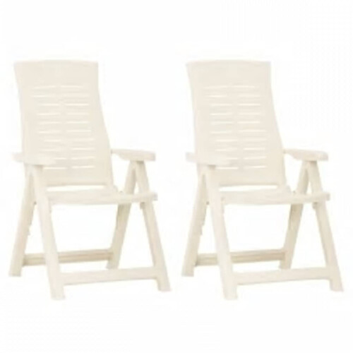 Berkfield Garden Reclining Chairs 2 pcs Plastic White