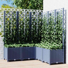 Berkfield Garden Planter with Trellis Blue Grey 120x120x136 cm PP